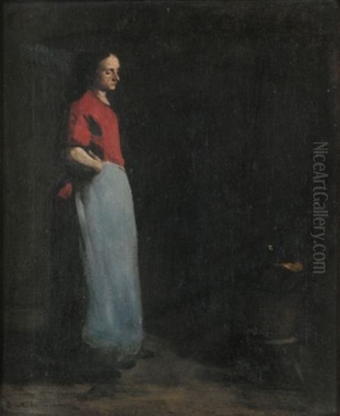 Servante Debout Oil Painting by Theodule Ribot