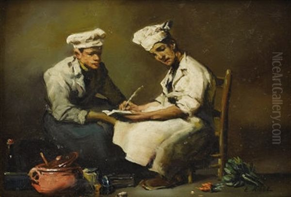 Two Chefs by Theodule Ribot