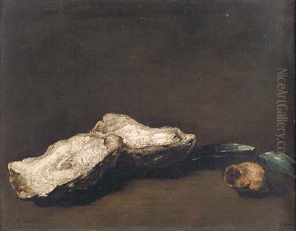 Nature Morte Aux Huitres Oil Painting by Theodule Ribot