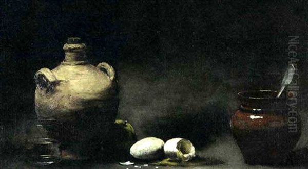 Still Life With Jugs And Eggs Oil Painting by Theodule Ribot