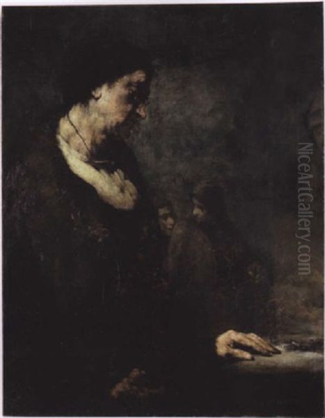 La Comptabilite Oil Painting by Theodule Ribot