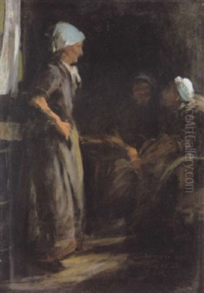 Scene D'interieur Oil Painting by Theodule Ribot