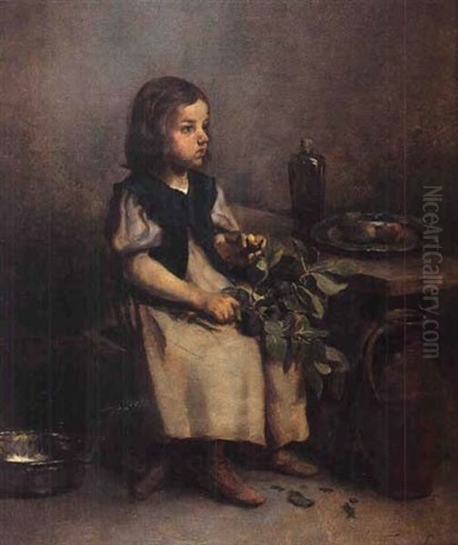 La Petite Fille Dans La Cuisine Oil Painting by Theodule Ribot