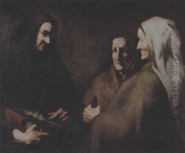 Drei Frauen Oil Painting by Theodule Ribot