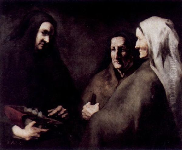 Drei Frauen Oil Painting by Theodule Ribot