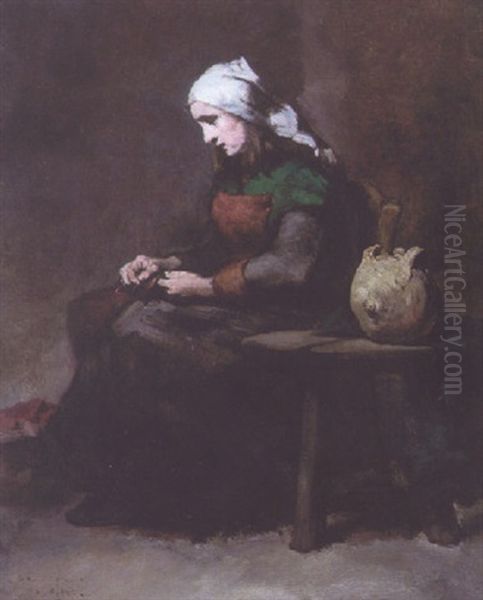 The Seamstress Oil Painting by Theodule Ribot