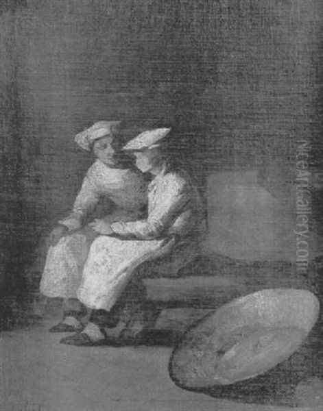 Les Deux Marmitons Oil Painting by Theodule Ribot