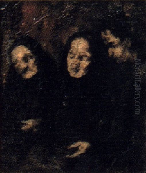 Tre Kvinnor Oil Painting by Theodule Ribot