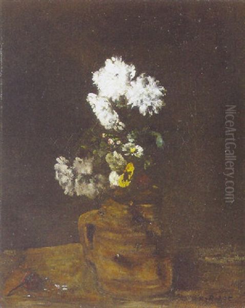 Vase De Fleurs Oil Painting by Theodule Ribot