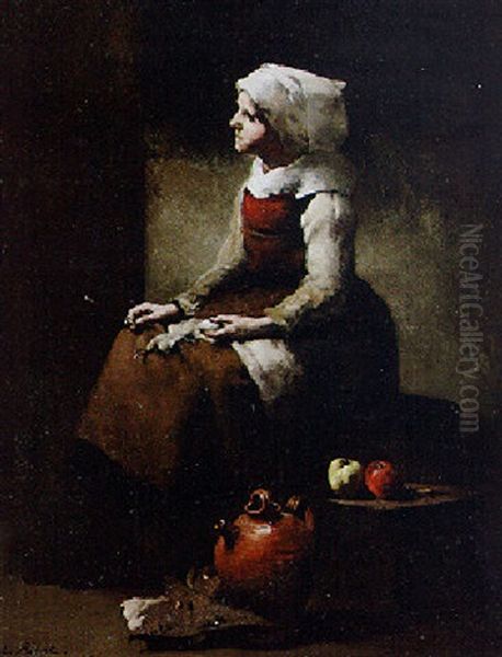 La Tricoteuse Oil Painting by Theodule Ribot