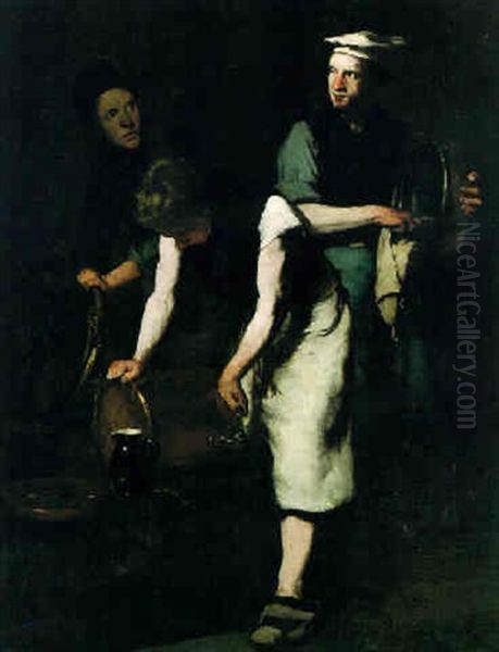 Les Marmitons Oil Painting by Theodule Ribot