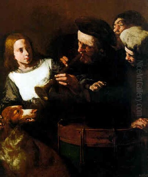 Les Musiciens Oil Painting by Theodule Ribot