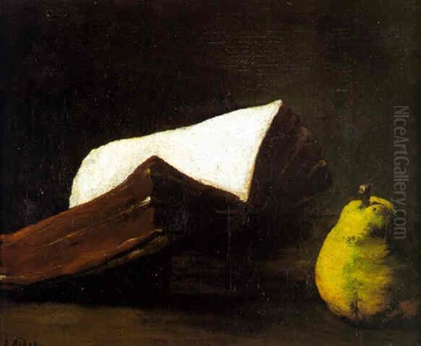 Nature Morte Au Livre Et A La Poire Oil Painting by Theodule Ribot