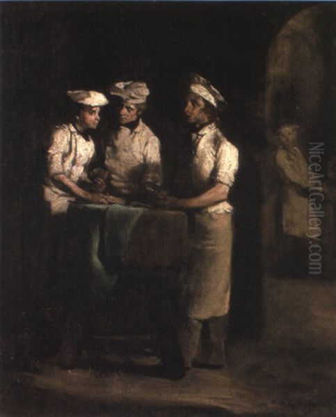 Les Trois Cuisiniers Oil Painting by Theodule Ribot