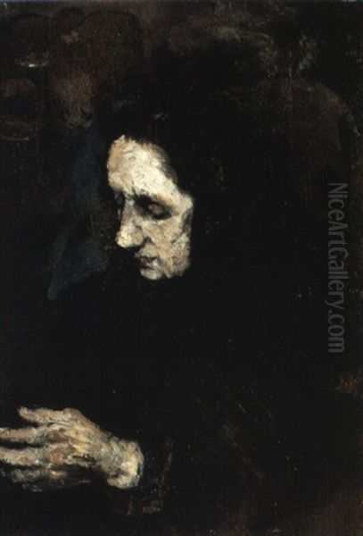 Etude Pour Le Portrait De La S-ur Du Peintre Oil Painting by Theodule Ribot