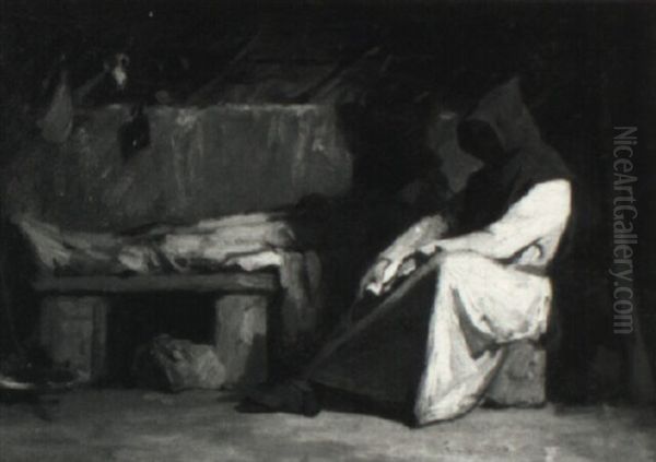 After The Last Rites Oil Painting by Theodule Ribot