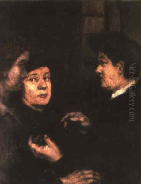 Trois Personnages En Buste Oil Painting by Theodule Ribot