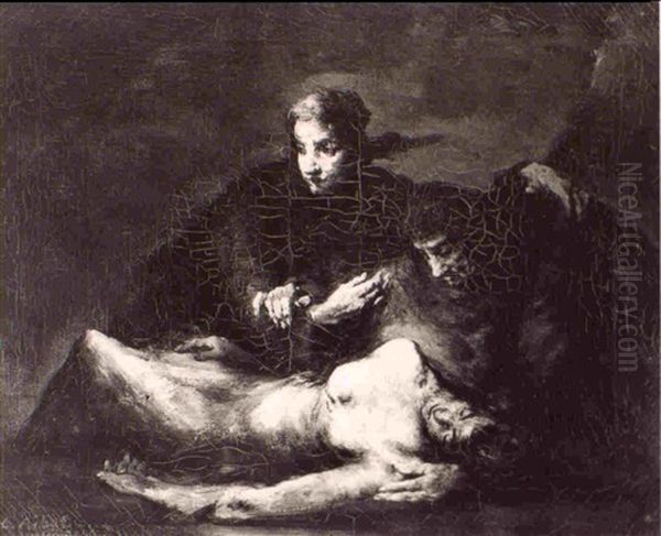 Mourning Women Oil Painting by Theodule Ribot