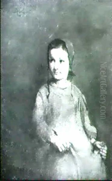 Young Peasant Girl Oil Painting by Theodule Ribot