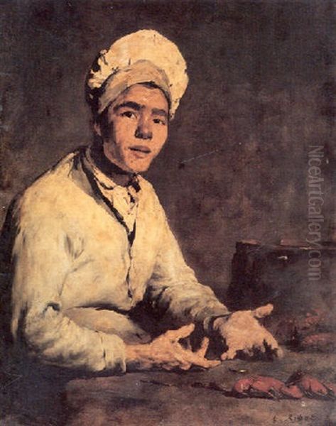 Le Cuisinier Aux Ecrevisses Oil Painting by Theodule Ribot