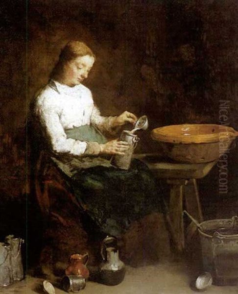 The Young Kitchen Maid Oil Painting by Theodule Ribot