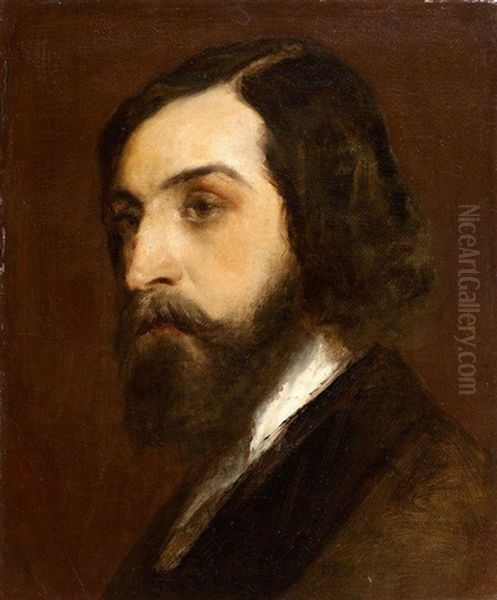 Portrait D'alfred De Musset Oil Painting by Louis Gustave Ricard