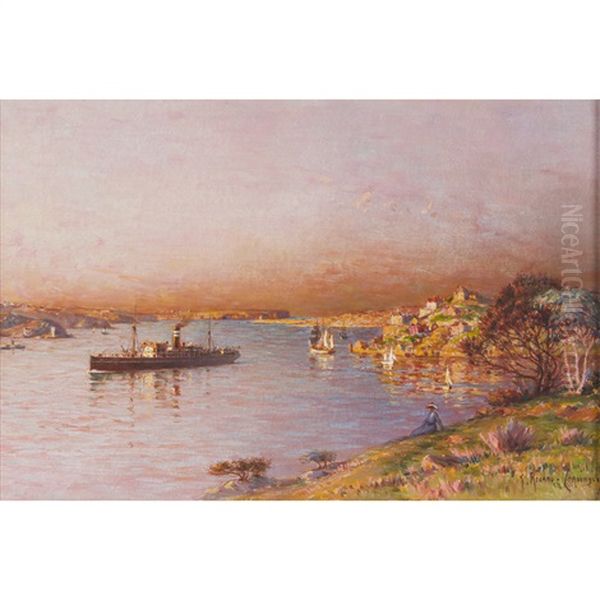 Sydney Harbour Oil Painting by Georges Ricard-Cordingley