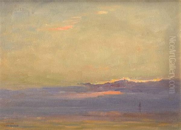 Coucher De Soleil, Nuage Frange D'or Oil Painting by Georges Ricard-Cordingley