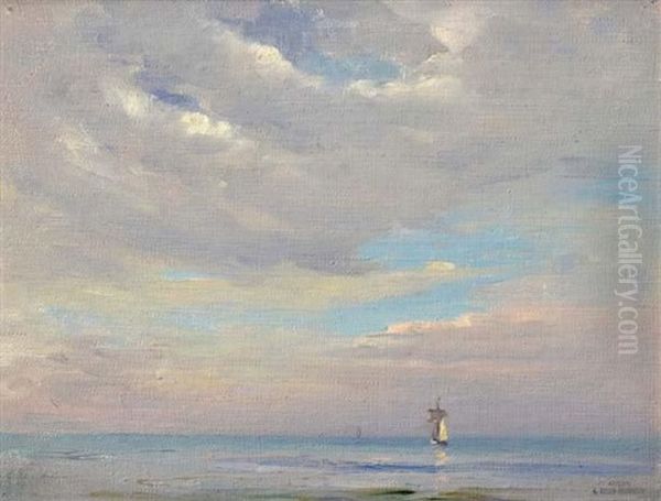 Goelette De Dos En Pleine Mer Oil Painting by Georges Ricard-Cordingley