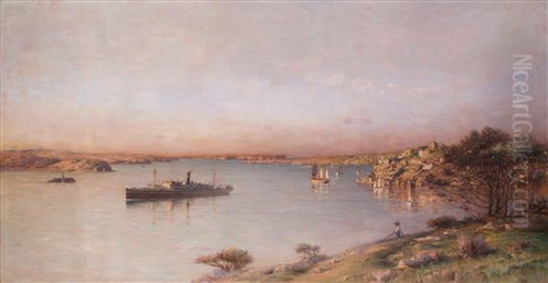 Sydney Harbour Oil Painting by Georges Ricard-Cordingley