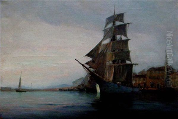 Voilier Dans Le Port De Saint-tropez (?) Oil Painting by Georges Ricard-Cordingley