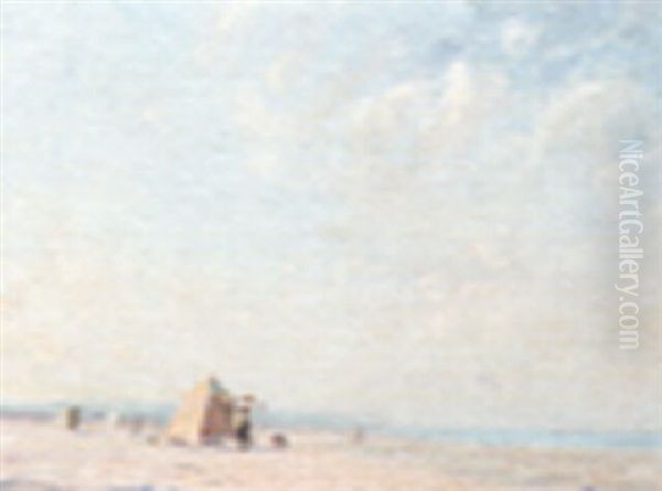 La Tente Su La Plage De Boulogne Oil Painting by Georges Ricard-Cordingley