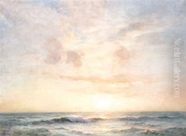 Coucher De Soleil Pleine Mer Oil Painting by Georges Ricard-Cordingley