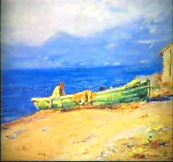 Barque De Peche Sur Le Rivage Mediterraneen Oil Painting by Georges Ricard-Cordingley