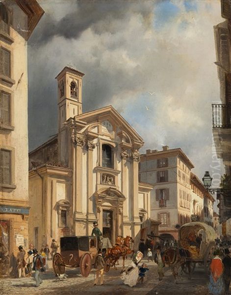 Chiesa Di San Giovanni In Laterano In Via Tre Alberghi, Milano Oil Painting by Luigi Riccardi