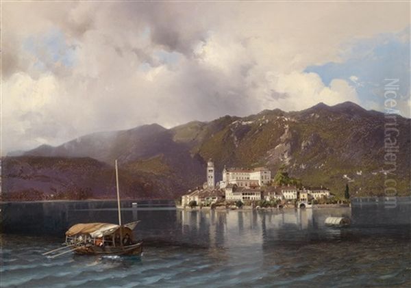 Blick Auf Isola San Giulio Im Ortasee/ Piemont Oil Painting by Luigi Riccardi