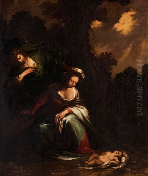 The Apparition Of The Angel To Agar And Ismael Oil Painting by Pietro Ricchi