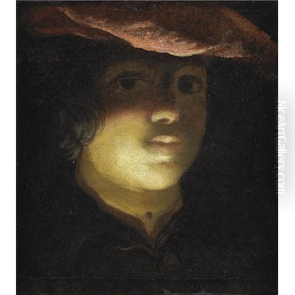 Portrait Of A Young Boy Wearing A Red Cap Oil Painting by Pietro Ricchi