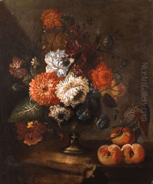 Stillleben Mit Blumenvase Und Obst Oil Painting by Pietro Ricchi