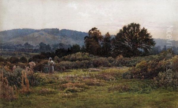 Mother And Child In A Wild Meadow Oil Painting by William Henry James Boot