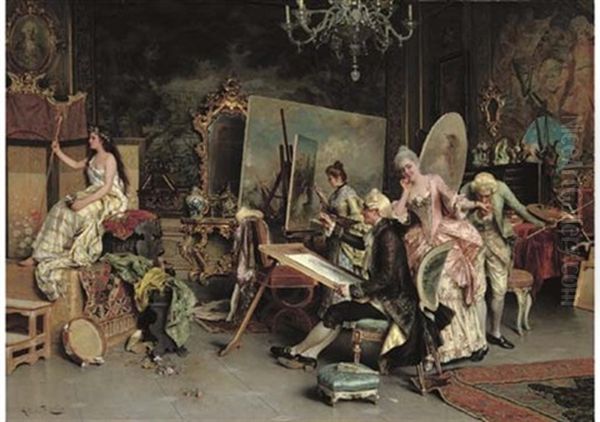 The Artist's Studio Oil Painting by Arturo Ricci