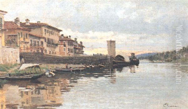 Paesaggio Fluviale Oil Painting by Guido Ricci