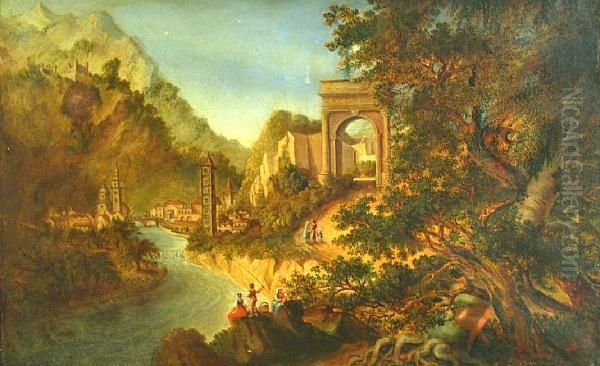 A View Of The Town Of Susa And The Arch Of Augustus Oil Painting by Charles Booth