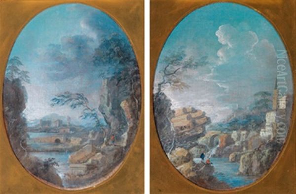 Zwei Landschaften (pair) Oil Painting by Marco Ricci