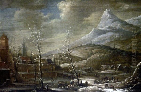 Paysage De Neige Avec Cavalier Oil Painting by Marco Ricci