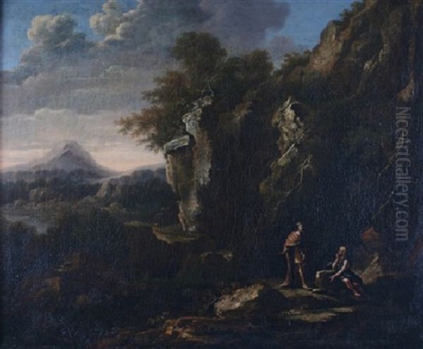 Landscape With Figures Oil Painting by Marco Ricci