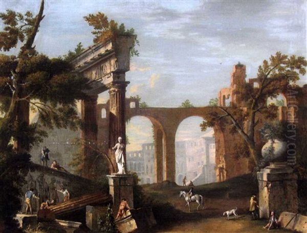 Site Archeologique Dans La Campagne Italienne Oil Painting by Marco Ricci