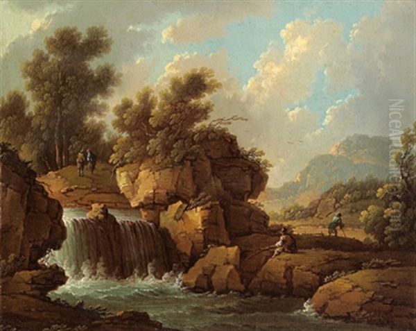 Paesaggio Con Cascata Oil Painting by Marco Ricci