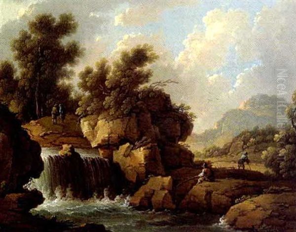 Paesaggio Con Cascata Oil Painting by Marco Ricci