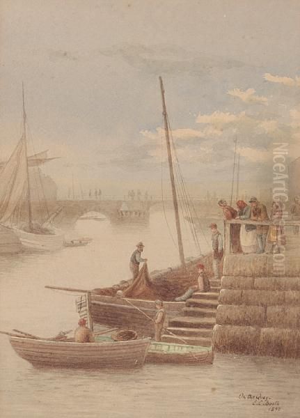 On The Quay Oil Painting by Edward C. Booth